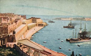 Vintage Postcard 1909 The Mediterranean Ocean Boats Ships And Buildings