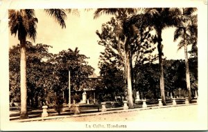 RPPC La Ceiba Honduras City Park View UNP 1924-49 AZO Postcard