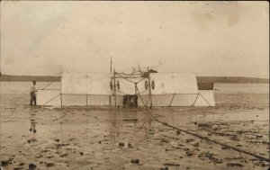 Maine Crashed Airplane Pioneer Aviation Portland ME Maine Cancel c1910