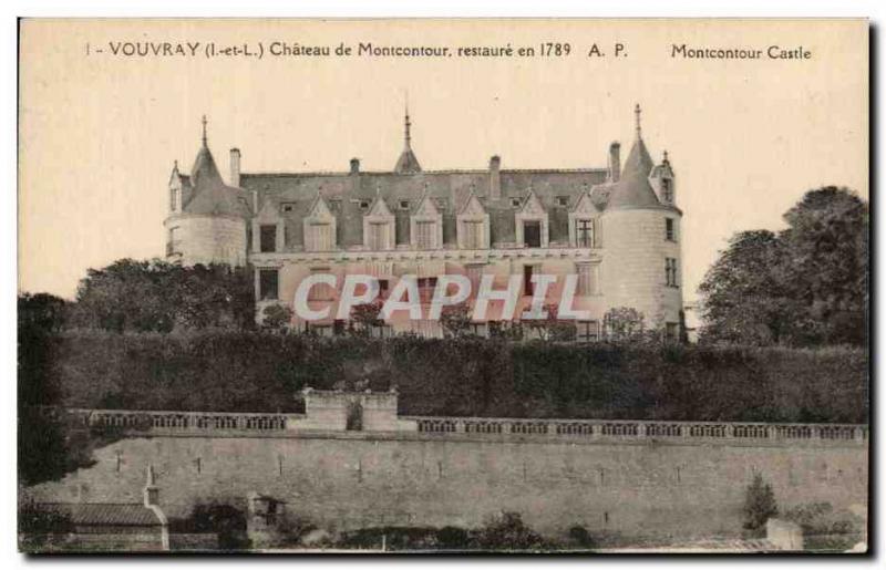 Old Postcard Vouvray Chateau de Montcontour restores maontcontour Castle