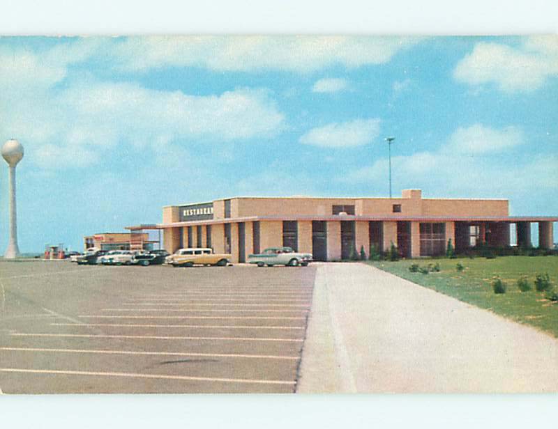 Unused 1950's OLD CARS & RESTAURANT & GAS STATION ON TURNPIKE state of KS r1293 United States