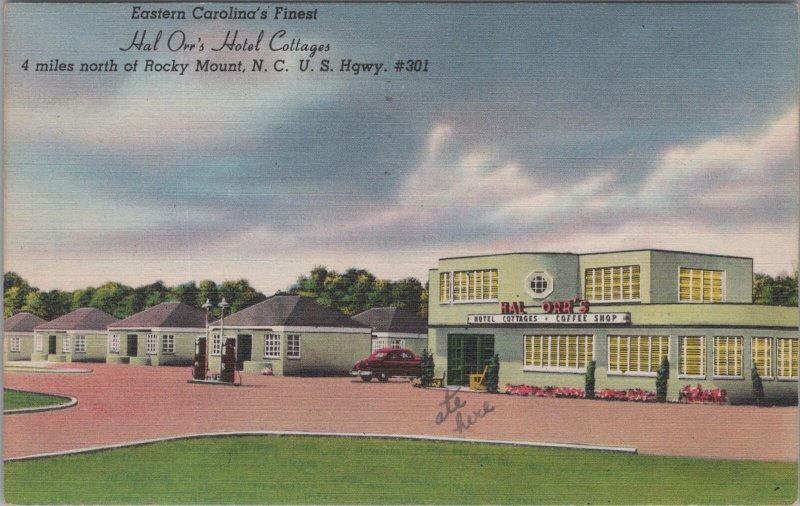 Postcard Hal Orr's Hotel Cottages Rocky Mount NC 1950 North Carolina