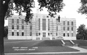 RPPC, Faribault, MN Minnesota RICE COUNTY COURT HOUSE~Civil War Statue  Postcard