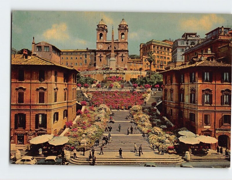 Postcard Spain's Square and the Trinità dei Monti, Rome, Italy