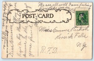 Christmas Postcard Dinner Message Holly Berries Wreath Embossed c1910's Antique