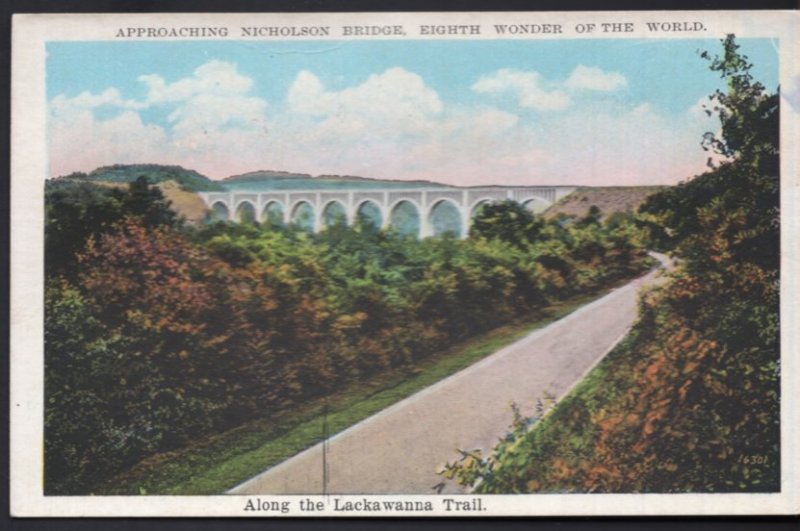 Pennsylvania Lackawanna Trail Approaching Nicholson Bridge - White Border