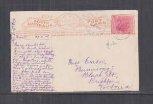 WESTERN AUSTRALIA, 1908 ppc. Adelaide, 1d. BOYANUP cds. to Victoria.