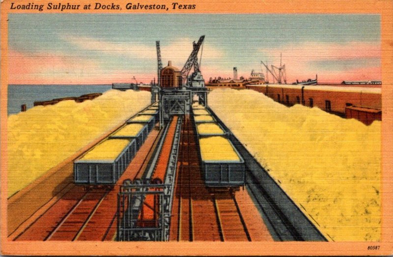 Texas Galveston Loading Sulphur At The Docks 1951