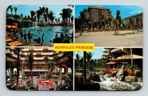 Mexico Hotel Acapulco Princess Swimming Pool Chrome Cancel WOB Postcard 