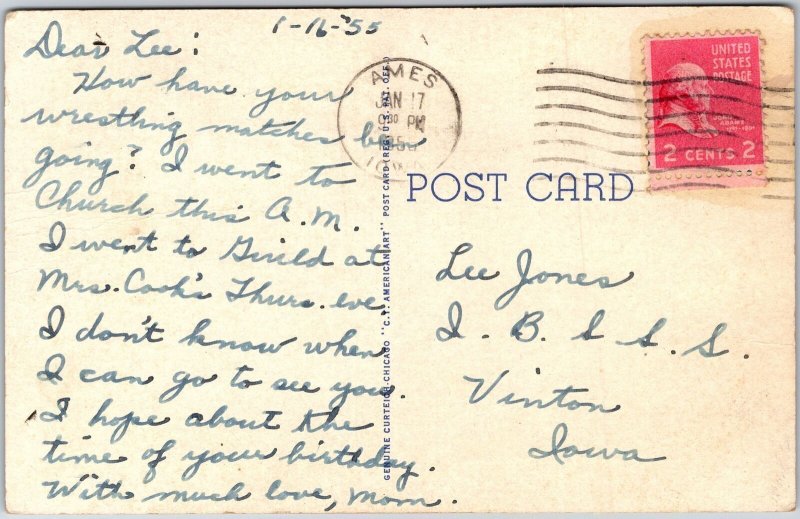 1956 Collegiate Methodist Church Ames Iowa IA Wesley Foundation Posted Postcard
