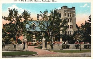 Vintage Postcard 1920's One Of The Beautiful Homes Rochester Minnesota MN