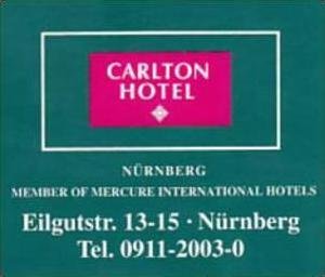 GERMANY NUERNBERG CARLTON HOTEL VINTAGE LUGGAGE LABEL