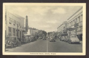 ASTORIA OREGON DOWNTOWN COMMERCIAL STREET SCENE OLD CARS VINTAGE POSTCARD