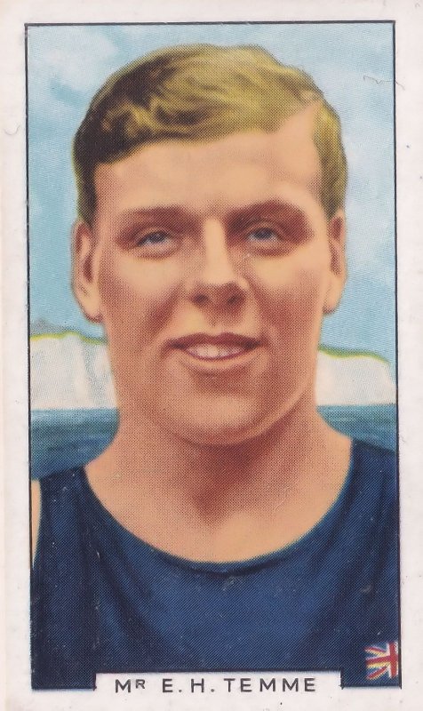 EH Temme English Channel Olympic Swimming 1930s Cigarette Card