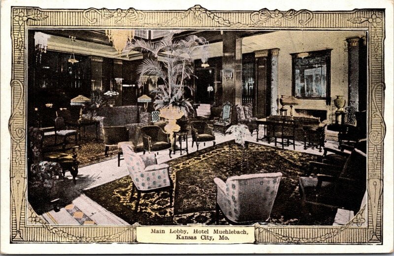 Two Postcards Cafe and Lobby at Hotel Muehlebach in Kansas City, Missouri