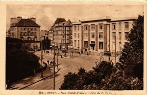 CPA BREST - Place Anatole-France et l'Hotel des P.T.T. (252455)