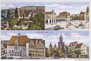 HEILBRONN, Baden-Wurttemberg, Germany, 1900-1910's; Rathaus, Hauptbahnhof, Ge...