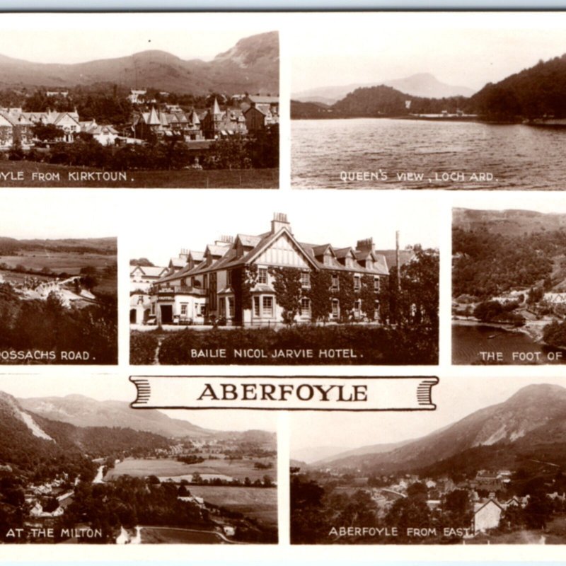 c1940s Aberfoyle, Perthshire, Stirling, Scotland Multi View RPPC Collage PC A132