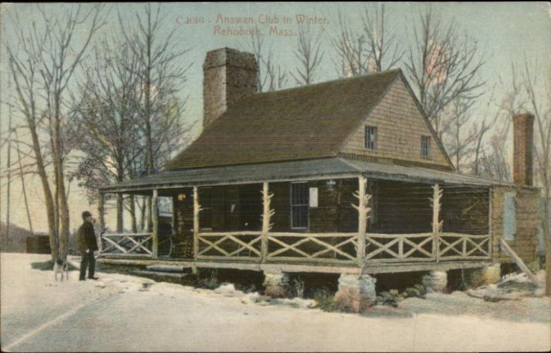 Rehoboth MA Anawan Club in Winter c1910 Postcard