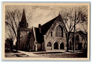 c1910 First Baptist Church Photo Tone Milwaukee Wisconsin WI Souvenir Postcard