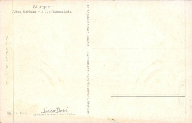 GERMANY c1910 Postcard STUTTGART Altes Schloss Mit Jubilaumssaule Monument