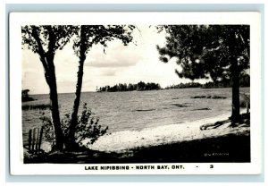 Vintage RPPC Beach at Nipissing, North Bay, Ontario Real Photo W. R. Forder F1