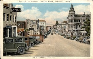 Ventura California Main Street Scene Hotel Baldwin Early Autos Vintage Postcard