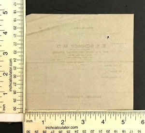 1929 Green Bay WI ES Schmidt MD Doctor Bill Invoice Receipt Ear Eye Nose Throat