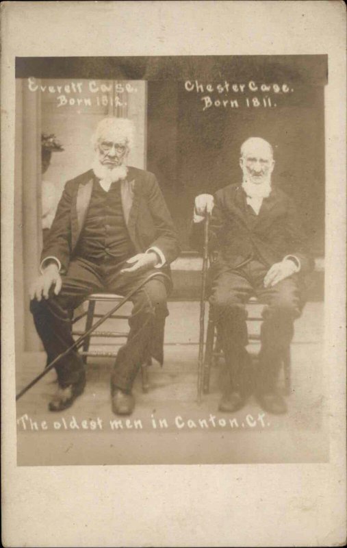 Oldest Men in Canton Connecticut CT Everett & Chester Case Real Photo Postcard