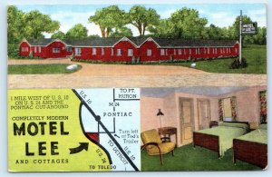 PONTIAC, Michigan MI ~ Roadside MOTEL LEE 1950 Leo T. Hartley Owner Postcard