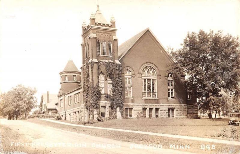 Jackson Minnesota First Presbyterian Church Real Photo Antique Postcard K20816