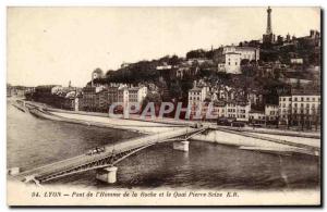 Lyon Old Postcard Lhomme bridge rock and dock Pierre Scize