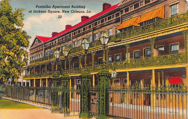 Pontalba Apt. Bldg., at Jackson Square, New Orleans, LA, Early Postcard, Used