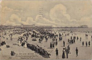 New Jersey Atlantic City Beach Scene Showing Steepiechase And Street Pier 1909