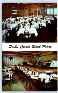 ARLINGTON HEIGHTS, IL ~ Roadside Interior DICK'S CORRAL RESTAURANT 1961 Postcard