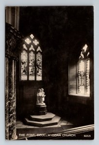 RPPC Bodewyddan Wales UK United Kingdom, The Font, Church Real Photo Postcard