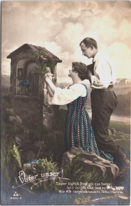 Victorian Romantic Couple Vater Unser! Vintage RPPC C157