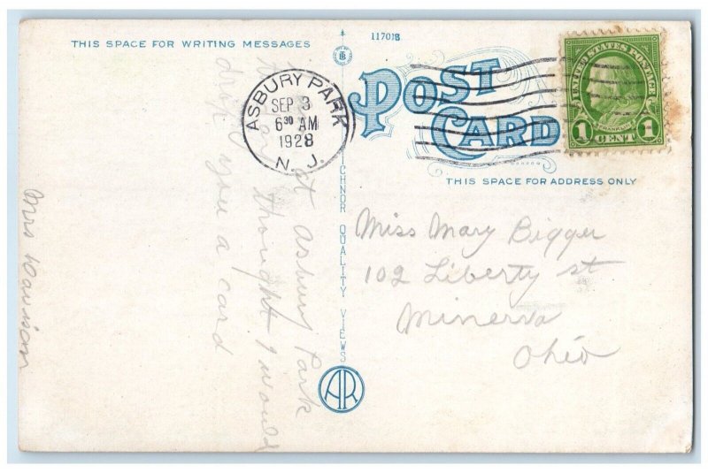 1928 Boardwalk Beach Arcade Exterior Building Asbury Park New Jersey NJ Postcard