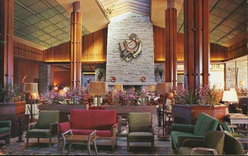 Lounge Jasper Park Lodge Jasper AB Alberta Hotel Resort Postcard D6