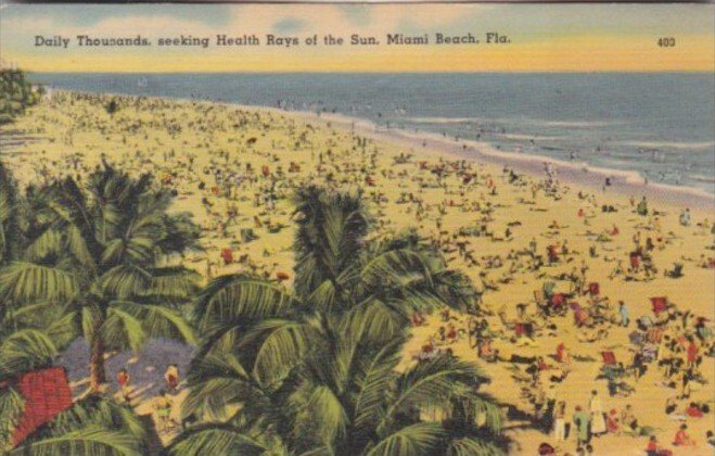 Florida MIami Beach Thousands Seeking Health Rays From The Sun 1942