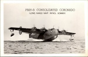 Vtg PB2Y-3 Consolidated Coronado Long Range Navy Patrol Bomber RPPC Postcard