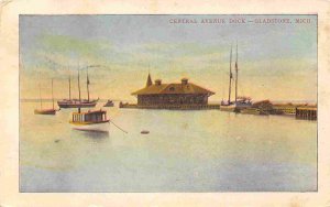 Central Avenue Dock Gladstone Michigan 1913 postcard