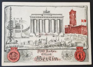 German Empire Third 3rd Reich Card 1937 WW2 Berlin 700 Year Anniversary Carried