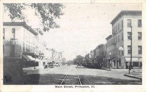 Princeton Illinois birds eye view down Main St antique pc ZD549371