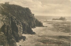 Great Britain postcard England Armed knight rocks cliff