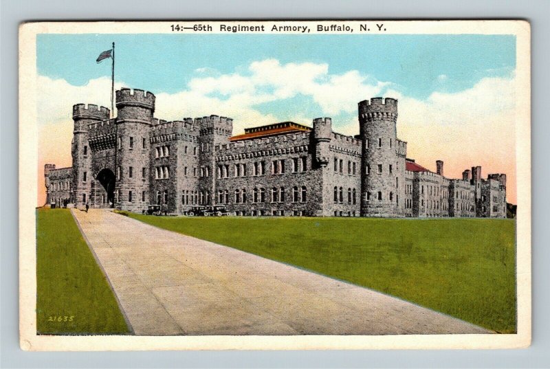 Buffalo NY,  65th Regiment Armory Castle-like Building Vintage New York Postcard