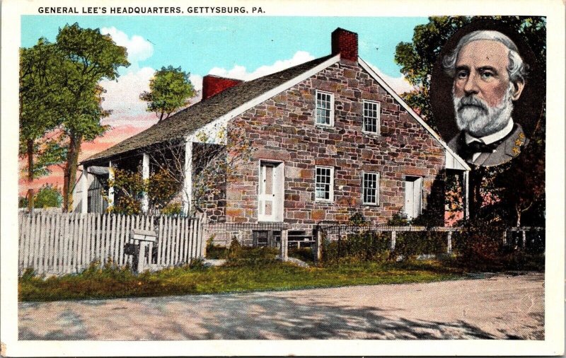 General Lees Headquarters Gettysburg PA Pennsylvania WB Postcard UNP VTG Tichnor