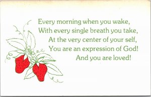Postcard Religious Greetings You  expression of God you are loved Strawberries