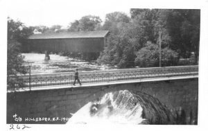 J51/ Hillsboro New Hampshire RPPC Covered Bridge Postcard c1950s 154