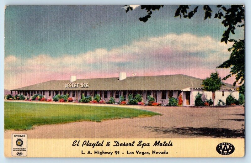 c1940 Las Vegas Nevada NV Vintage Postcard El Playtel Desert Spa Motels Building